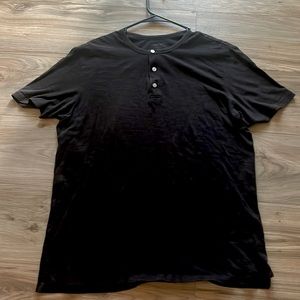 Vince slub cotton short sleeve button collar t-shirt